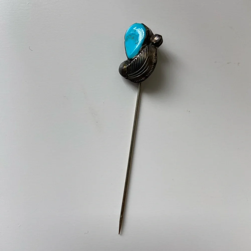 Dan Simplicio Zuni Sterling Silver Sleeping Beauty Turquoise, tie pin
